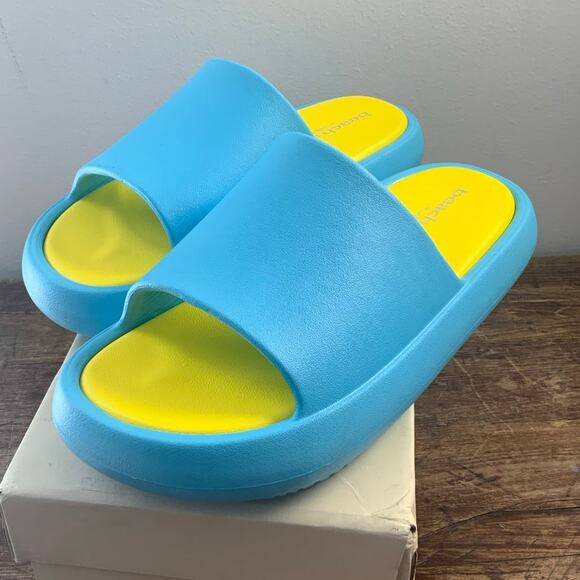 J/Slides SQUISH Turquoise/Yellow EVA size 10 - Picture 2 of 6